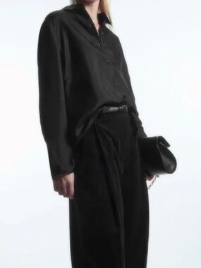 COS Black Corduroy Pleated Pants